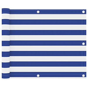 vidaXL Paravento da Balcone Bianco e Blu 75x300 cm Tessuto Oxford