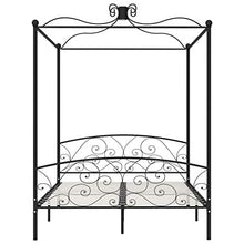 SKM Letto a Baldacchino Nero in Metallo 180x200 cm (31.9kg)