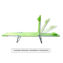 Outsunny - Lettino Reclinabile Sdraio Sedia da Giardino Spiaggia Piscina Verde Chiaro