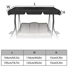 Dondolo di ricambio universale da giardino a 3 posti, rivestimento di ricambio per tetto parasole, tetto (nero, L: 195 x 125 x 15 cm)