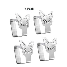 Aongray - Set di 4 fermatovaglia in acciaio inox, motivo farfalla, per tavoli fino a 3,5 cm di spessore, colore argento