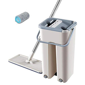 SSAYY Spray Mop Mop di Pulizia Magici Mop A Mano Libera con Secchio Piani di Trasporto A Goccia Spremere Mop Piatto con Acqua Detergente per Pavimenti per Cucina Domestica