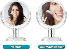 Auxmir Specchio Trucco Biffaciale Specchio Ingranditore 10X/1X Rotazione a 360°Specchio da Tavolo, Ideale per Trucco, Rasatura,la Cura del Viso