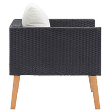 vidaXL Divano da Giardino Singolo con Cuscini Sofà Dormeuse Chaise Longue Poltrona Salotto Esterno Divanetto Canapè Arredo in Polyrattan Nero