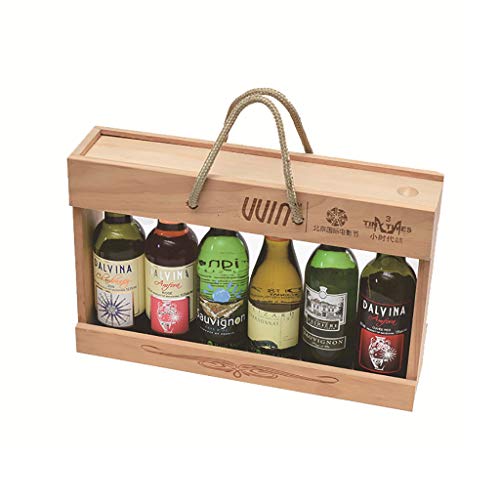 FPigSHS Porta Bottiglie da Vino Scatola da 6 Bottiglie in Legno massello Portabottiglie Multifunzione Pompa e Coperchio Coperchio Imballaggio Vino Rosso, 33 * 7.5 * 21 cm