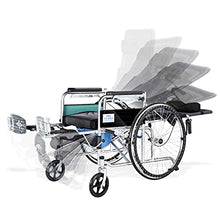 Sedia A Rotelle Completamente Sdraiata da Trasporto Sedia da Viaggio Portatile Pieghevole, Trasporto di Anziani Disabili con Vasino, Poggiatesta Staccabile A