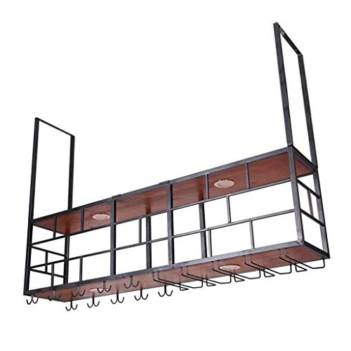 ZHXYY Sospensione Creativa in Legno massello in Ferro battuto, portabottiglie con Decorazione da Bar, portabottiglie per Vino da Ristorante, Appendiabiti, Armadio pensile (Dimensioni: 100 * 30 cm)