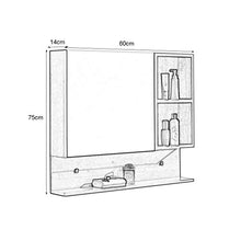 GJSN Nordic Style Modern Home Cabinetto Del Bagno, Armadi a Specchio in Legno Massello Bagno Camera da Letto Trucco Specchio da Bagno con Scaffale, a Parete (Colore: Brown, Dimensioni: 70 * 14 * 75 C