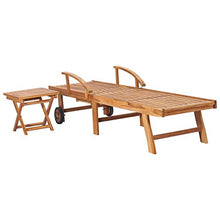 Tidyard 2 pz Lettini Prendisole Reclinabili con Tavolino Pieghevole in Legno Massello di Teak,Lettino da Sole Reclinabile in Legno,Sdraio da Giardino Reclinabile in Legno