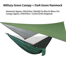 FastUU Set di amache sospese, Amaca Girevole Portatile Robusta zanzariera da Campeggio sicura con baldacchino, buona capacità portante per Viaggi, Giardino, Cortile(Verde Militare)