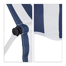 Relaxdays Tenda da Sole, Protezione per Il Balcone, Regolabile, Senza Forare, a Manovella, Larga 150 cm, a Righe Blu, Bianco, 150 x 120 cm
