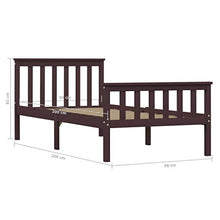 BIGTO - Struttura per letto in legno di pino massiccio, per camera da letto, stile B, in legno scuro, 100 x 200 cm