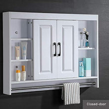 Specchio Bagno con Mobiletto, Bianco Legno Pensile da Bagno con 2 Ante A Specchio con Portasciugamani 90×75×14 Cm
