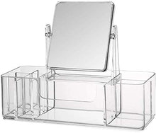 Specchio di Trucco Acrilico Cosmetici Desktop Storage Box Specchio Integrato Dresser Cura della Pelle Shelf
