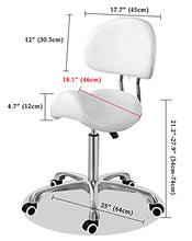 Sgabello da sella con schienale ergonomico per Esthetician Seat per Salon Tattoo Shop Spa Home Dentist Clinic (con schienale, bianco)