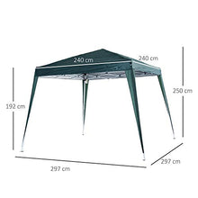 Outsunny Gazebo Pieghevole da Giardino 3x3m Struttura in Acciaio, Corde Antivento e Sacca di Trasporto, Verde