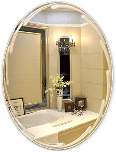 JKCKHA Senza Telaio Bagno Specchio a Parete Auto inciso Lace Trucco dello Specchio Ovale Specchio (Dimensioni: 60 * 80cm) Decorazioni per la casa