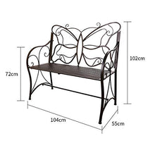 panchina da giardino per terrazza in metallo per esterni, panca per schienale a farfalla per il tempo libero per interni, sedia per portico in ghisa robusta e durevole, panca per mobili decorativi