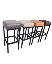 Damiware Bruce - Sgabello da bar realizzato a mano, in acciaio con rivestimento in microfibra e pelle, 75 cm