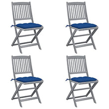 vidaXL Sedie da Giardino Pieghevoli 4pz con Cuscini in Massello Acacia