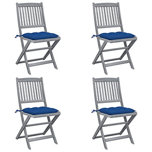 vidaXL Sedie da Giardino Pieghevoli 4pz con Cuscini in Massello Acacia