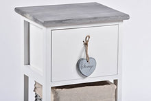 MAXIOCCASIONI Cassettiera, Comodino, Legno, Bianco, Stile Shabby Chic,