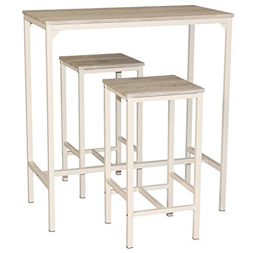 yelloo MOD. Brasil Set Tavolo e 2 SGABELLI Bar Arredamento H.96cm Cucina Beige