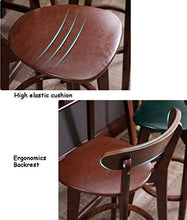 Bar Stool Wooden Legs Ritorno Sgabello Sedia poggiapiedi in Pelle Nera Schienale del Sedile è Possibile pranzare e sedie for la Colazione Cucina Bar Café Legno Sgabelli Faux Sgabelli con Schienale