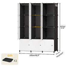 JOISCOPE Armadio Camera da Letto Appendiabiti Portatile, Armadio Guardaroba Componibile con Ante, Armadio Modulare Salvaspazio 12 Cubi