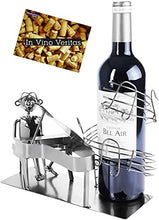 BRUBAKER Portabottiglia da Vino dal Raffinato Design Pianista con Pianoforte - Portabottiglie per Vino in Metallo con Biglietto di Auguri