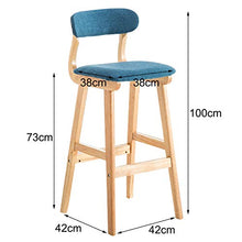 Sgabelli da bar In Legno, Cuscino in Cotone E Schienale Sgabello da Cucina con Poggiapiedi Sedia da 73 Cm per Soggiorno Balcone Caffetteria Ufficio(Color:Blu)