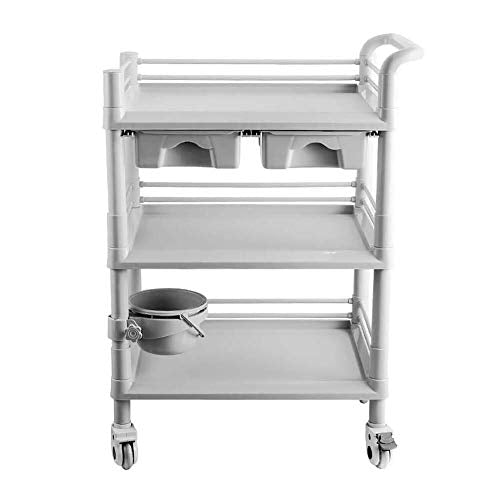 Xiao Jian- Utility Spesa Medica, Carrello Heavy-Duty con 2 cassetti, di Grande capacità Spesa for ospedali, cliniche Private, Infermiere Carrelli di Servizio