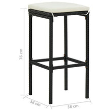 Tidyard Set da Bar da Giardino 5 pz con Cuscini in Polyrattan Nero,Set da Giardino da Bar,Set da Bar,per Giardini, Cortili, Terrazze, Piscine