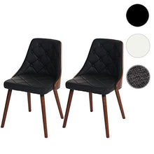 Set 2x sedie sala da pranzo soggiorno Osijek design elegante 53x50x82cm legno ~ ecopelle nero