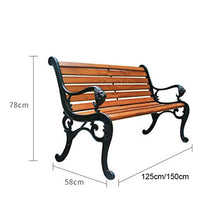 YZ-YUAN Panchina da Giardino Panchine da Esterno panchine da Giardino per terrazze, panchina per carichi Pesanti con braccioli e Schienale, divanetti per Patio con Struttura in ghisa e doghe in legn