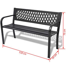 OUSEE Panchina da Giardino 118 cm in Acciaio Nera