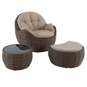 Aimir Set di Mobili da Giardino per Esterni, Set da 3 Pezzi per Conversazione in Patio in Stile Nordico Combinazione di Tavolino da caffè con Sedia in Rattan per Il Tempo Libero Semplice E Creativo
