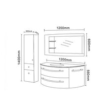 Bagno Italia mobile bagno 120+35 cm bianco o nero con colonna in omaggio specchiera con mensole lavabo cristallo miscelatore incluso I