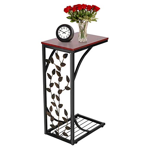 Yomiro - Tavolino per soggiorno, piccolo tavolo in metallo, tavolino da salotto, nero, piccolo tavolino da divano, comodino, comodino, tavolino da letto, tavolino per computer portatile