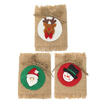 Amosfun - Borsa natalizia per vino rosso Babbo Natale, decorazione per bottiglie di vino, pupazzo di neve, alce e Natale, 3 pezzi