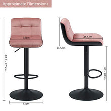 Duhome 2X Sgabelli da Bar plastica + Similpelle Regolabile in Altezza Girevole Design Unico Selezione Colore 205, Colore:Rosa, Materiale:Velluto