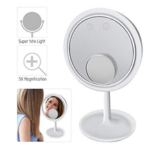GEDHH Specchio per Il Trucco con Specchio cosmetico a Luce LED Specchio cosmetico ingranditore 5X con Ventola, Ricarica USB, 20 * 5 * 33,5 cm