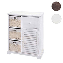 Mendler Cassettiera con 3 ceste Shabby Vintage HWC-H21 Legno paulonia Bianco