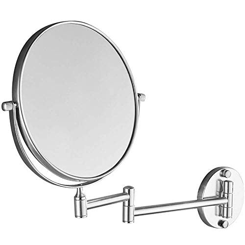 SYue Specchio per Il Trucco, Specchio telescopico Rotante per Bagno Perforato Specchio da Tavolo bifacciale Pieghevole a Parete