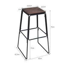 COSTWAY Set di 4 sgabelli da Bar ad Altezza bancone, Legno d’Olmo Resistente, Struttura in Ferro con poggiapiedi, Piedini Antiscivolo