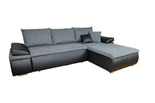 AVANTI TRENDSTORE - Himala - Divano ad Angolo con Funzione Letto e cassettone Integrato, in Similpelle Nera e Microfibra Grigia, Dimensioni: Lap 274x85x180 cm - Arredi Casa