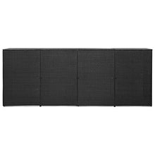 Copribidone per Spazzatua Polyrattan, Copribidone Quadruplo Spazzatura Nero, 305x78x120 cm