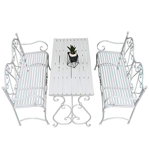 Sedile Per Terrazza All'aperto da Giardino Con Panchina da Giardino, Panchina In Metallo Durevole,Semplice Combinazione di Tavolo da Balcone E Sedia da Caffetteria,Per Veranda /Panchina D'ingresso