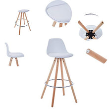 GOLDFAN Sgabello Cucina Un Set di 4 Sgabelli da Bar Gambe della Sedia in Legno con Schienale in Plastica,Bianca
