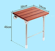 XD Sgabello da Bagno Bagno Sedia Pieghevole Sgabello da Doccia Sgabello da Parete Sedia da Bagno Cambusa Sgabello con Seduta in Legno e Gambe in Acciaio Inox